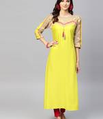 Green woven rayon kurtas-and-kurtis