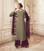 Grey Embroidered Viscose Ethnic Kurtis