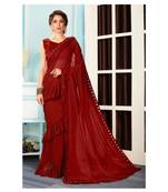 Maroon Woven Lycra Saree With Blouse