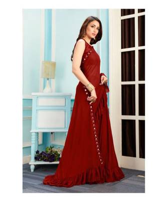 Maroon Woven Lycra Saree With Blouse 2