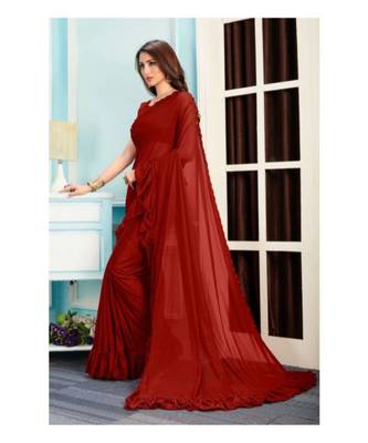 Maroon Woven Lycra Saree With Blouse 3