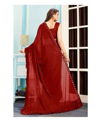 Maroon Woven Lycra Saree With Blouse 4