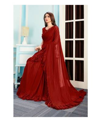 Maroon Woven Lycra Saree With Blouse 5