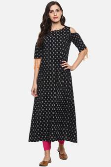 Trendy Fringed Women   S A-Line Kurti