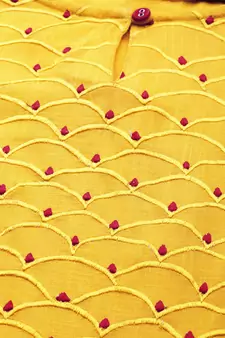 Women'S Rayon Slub Embroidered Up-Down Kurta (Yellow)
