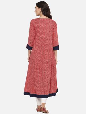 Designer Printed Women  S Rayon Anarkali Kurta 2