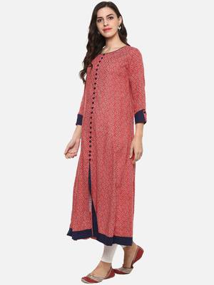 Designer Printed Women  S Rayon Anarkali Kurta 3