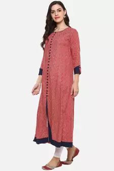 Designer Printed Women  S Rayon Anarkali Kurta