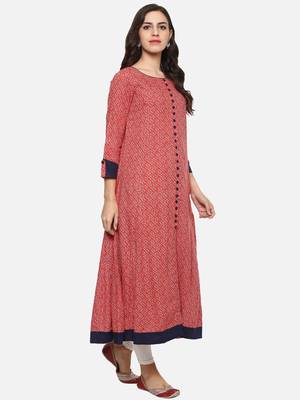 Designer Printed Women  S Rayon Anarkali Kurta 4