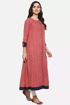 Designer Printed Women  S Rayon Anarkali Kurta