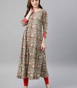 Women'S Cotton Kalamkari Print Anarkali Kurta