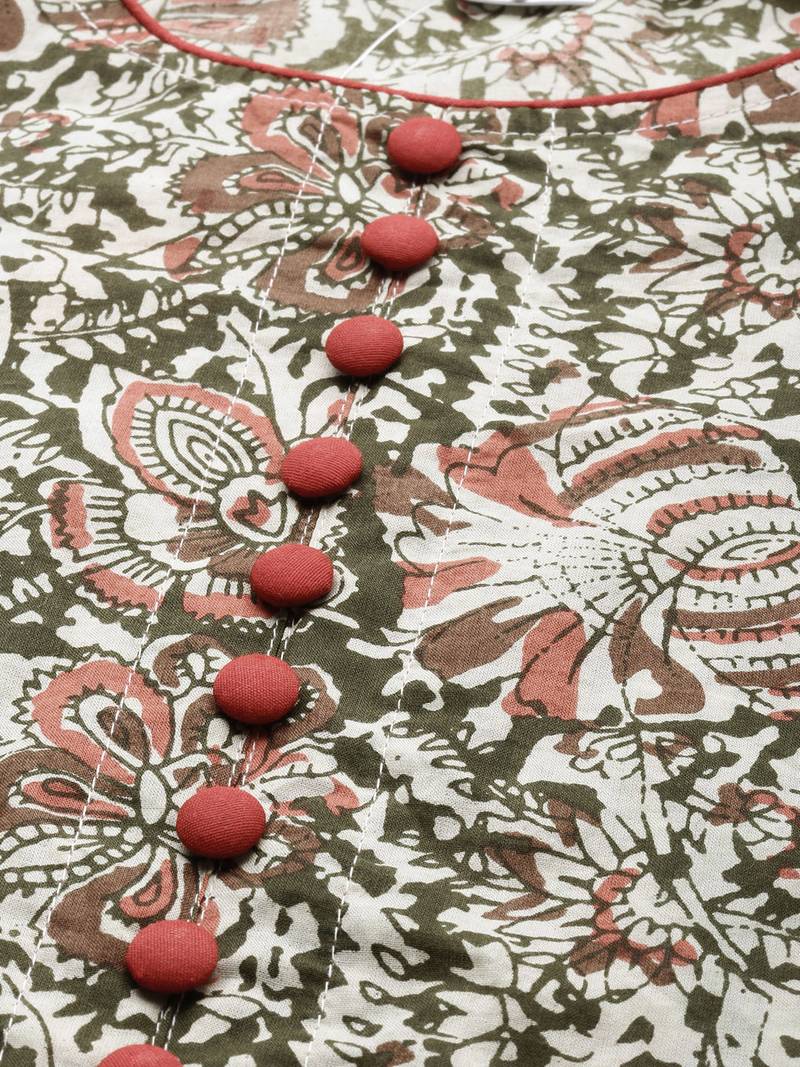 Women'S Cotton Kalamkari Print Anarkali Kurta