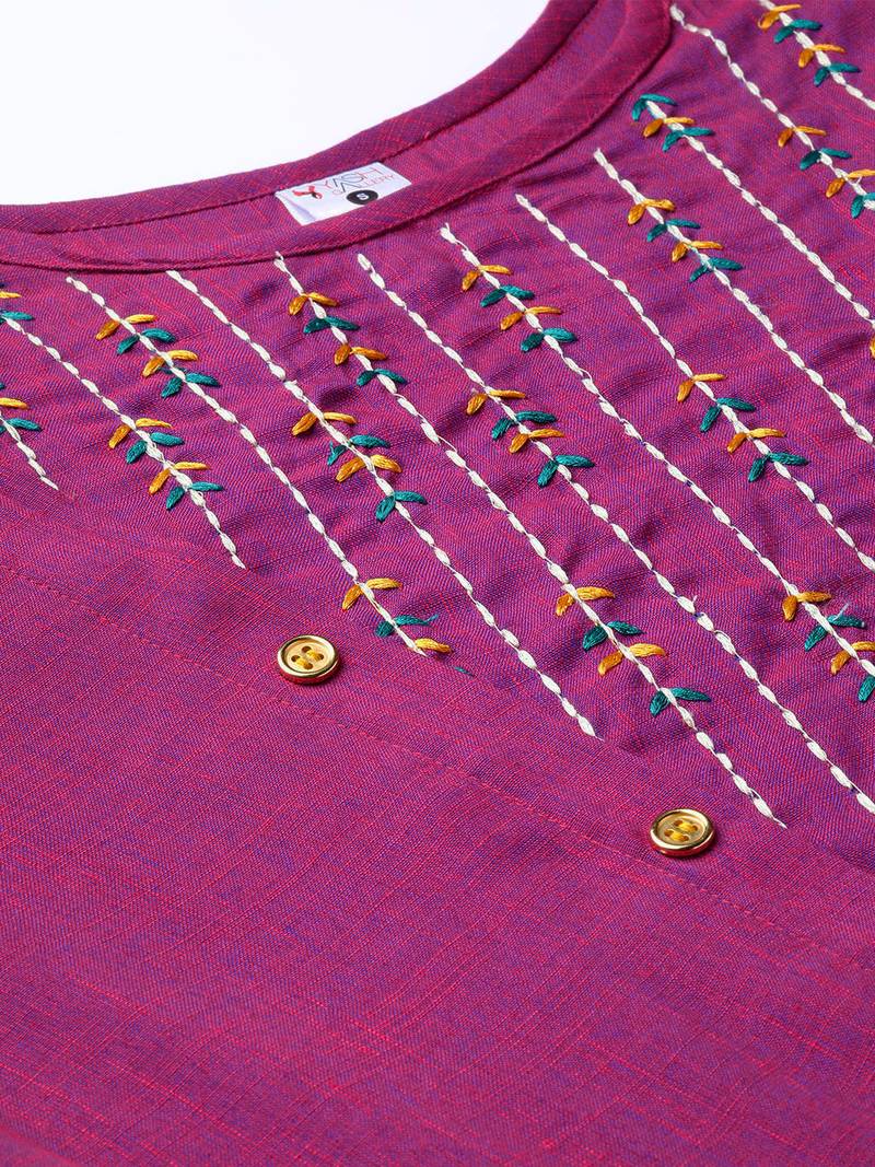 Women'S Viscose Embroidered Anarkali Kurta (Purple)