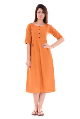 Women'S Cotton Slub A-Line Solid Print Kurta 1