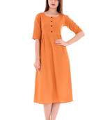 Women'S Cotton Slub A-Line Solid Print Kurta