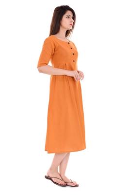 Women'S Cotton Slub A-Line Solid Print Kurta 2