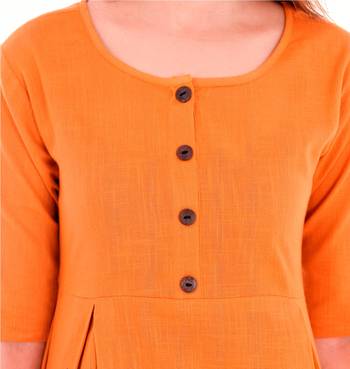 Women'S Cotton Slub A-Line Solid Print Kurta 4