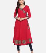 Women'S Cotton Slub Angrakha Style Anarkali Kurta (Pink)