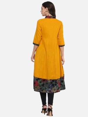 Women s Cotton Slub Mustrad Floral Print Anarkali Kurta 2