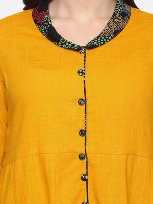 Women s Cotton Slub Mustrad Floral Print Anarkali Kurta 5
