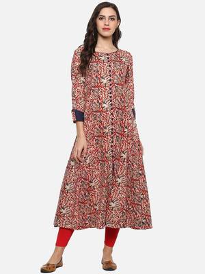 Designer Kalamkari Print Womens Cotton Anarkali Kurta 1