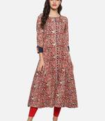 Designer Kalamkari Print Womens Cotton Anarkali Kurta