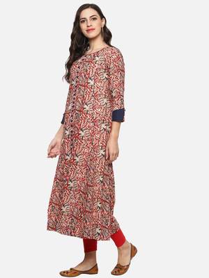 Designer Kalamkari Print Womens Cotton Anarkali Kurta 2