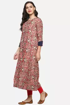Designer Kalamkari Print Womens Cotton Anarkali Kurta