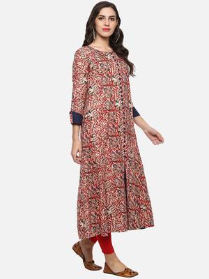 Designer Kalamkari Print Womens Cotton Anarkali Kurta 3
