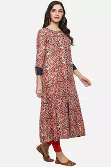 Designer Kalamkari Print Womens Cotton Anarkali Kurta