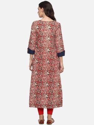 Designer Kalamkari Print Womens Cotton Anarkali Kurta 4