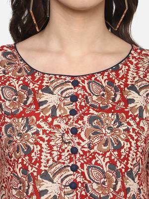 Designer Kalamkari Print Womens Cotton Anarkali Kurta 5