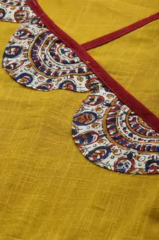 Women'S Cotton Slub Patch Work Angrakha Kurta (Mustard)