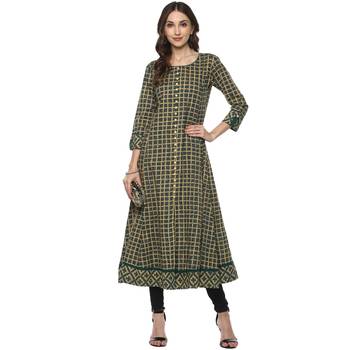 Flared Teal Women  S Anarkali Kurta 1