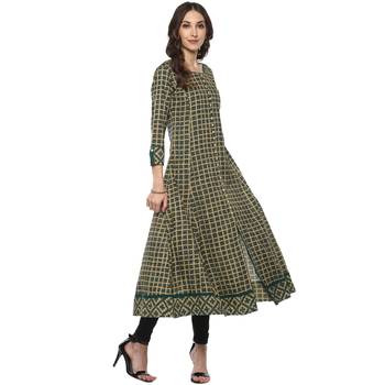 Flared Teal Women  S Anarkali Kurta 2