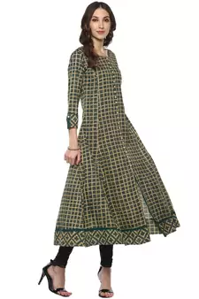 Flared Teal Women  S Anarkali Kurta