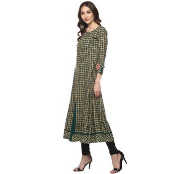 Flared Teal Women  S Anarkali Kurta 4