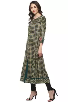 Flared Teal Women  S Anarkali Kurta