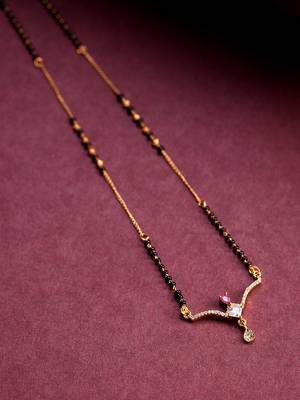 Gold cubic zirconia mangalsutra 1