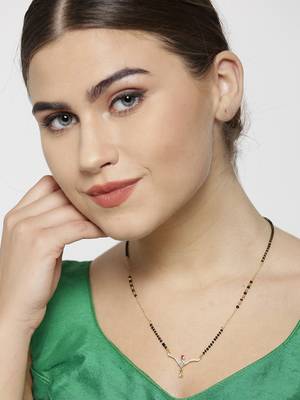 Gold cubic zirconia mangalsutra 2