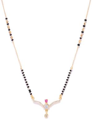 Gold cubic zirconia mangalsutra 3