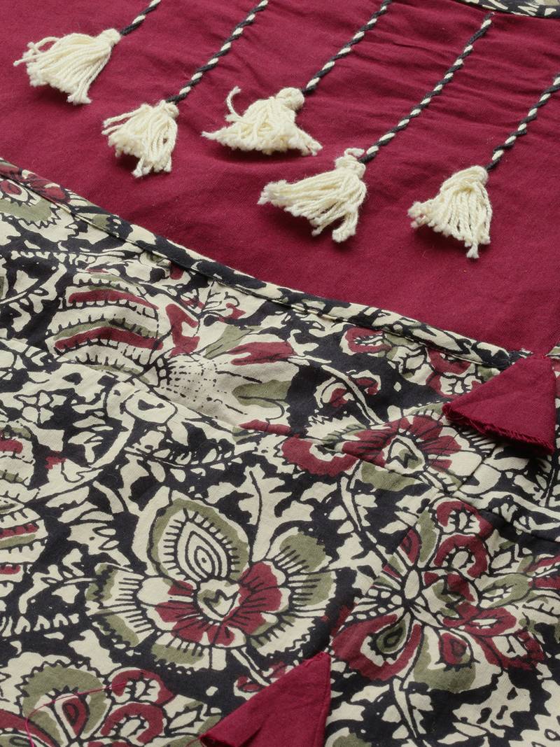 Women'S Cotton Kalamkari Print Anarkali Kurta