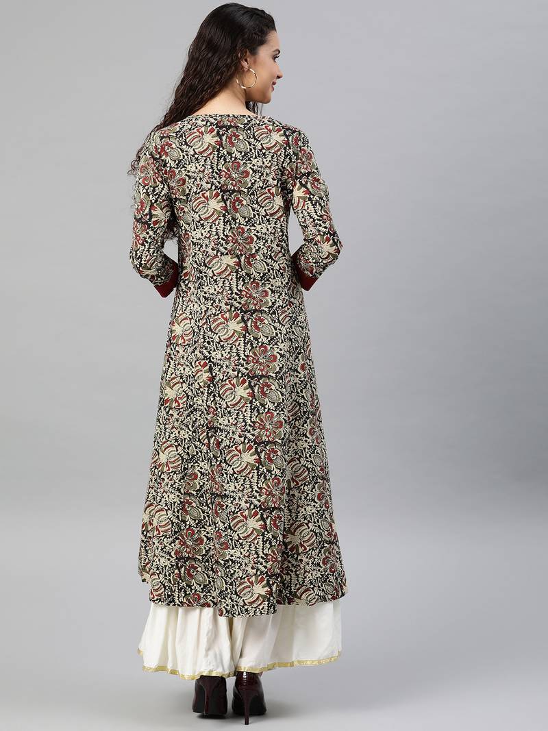 Women'S Cotton Kalamkari Print Anarkali Kurta