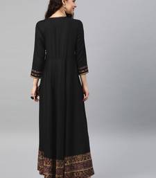 Women'S Rayon Printed Angrakha Style Anarkali Kurta (Black)