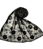 Grey Best Seller Designer Flower Hijab  Stole For Women