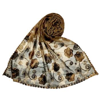 Brown Best Seller Designer Flower Hijab  Stole For Women 1