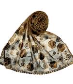 Brown Best Seller Designer Flower Hijab  Stole For Women