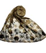 Brown Best Seller Designer Flower Hijab  Stole For Women