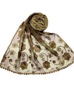 Brown Most Sold Designer Flower Hijab  Stole For Women Choice