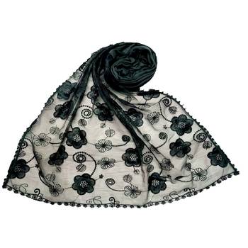 Green Most Sold Designer Flower Hijab  Stole For Women Choice 1